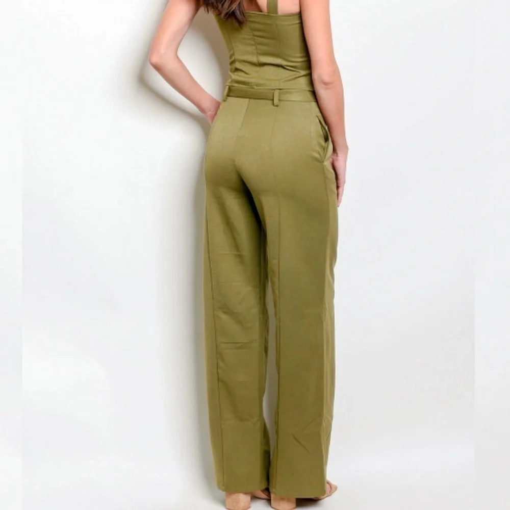 BIN#19 - IVORY ROSE Women’s Small Belted Dress Pants in Olive - Picture 1 of 7
